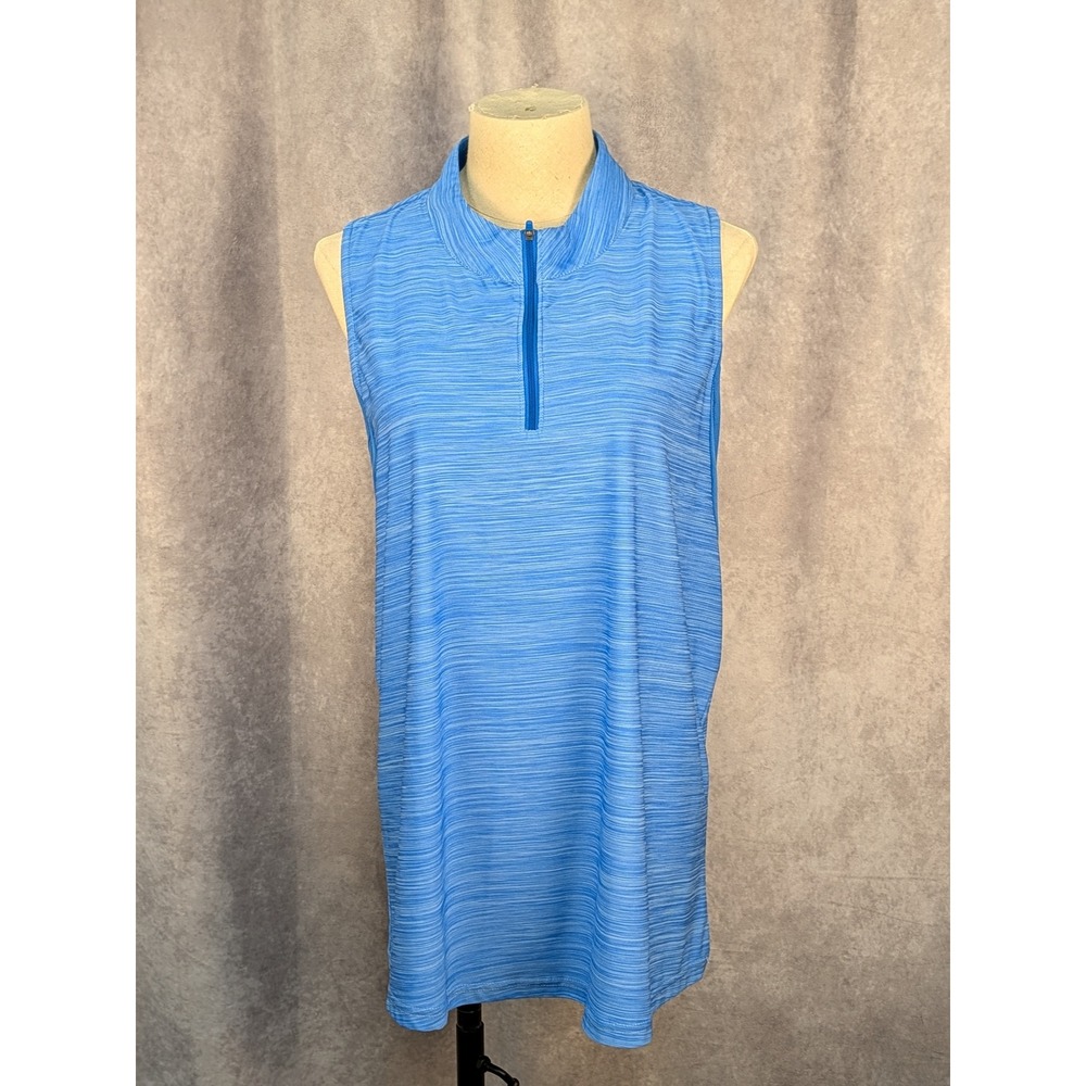 FootJoy Women XL Blue Space‎ Dye Sleeveless Golf Quarter Zip Racerback Top C57